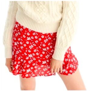 J. Crew Mercantile Red Ruffle Skirt